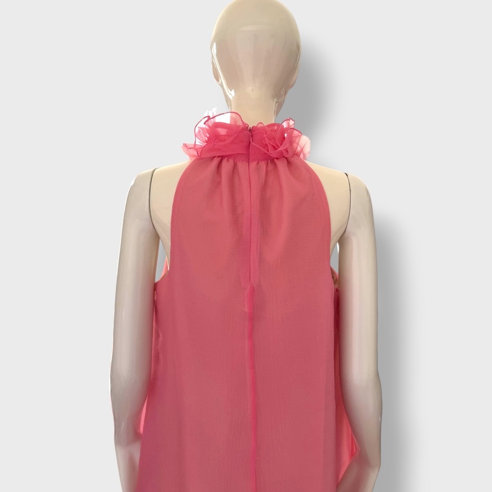 NWT Staud Organza Oleander Pink Ruffle Runway Maxi Dress Gown Sz Small - Picture 10 of 13